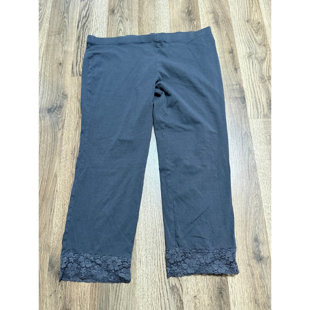Miley Cyrus x Max Azria Leggings Women Size XL Charcoal Gray Lace Trim Cropped